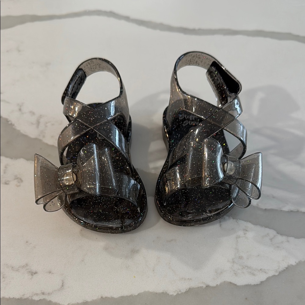 Kids Glittery Black Sandals